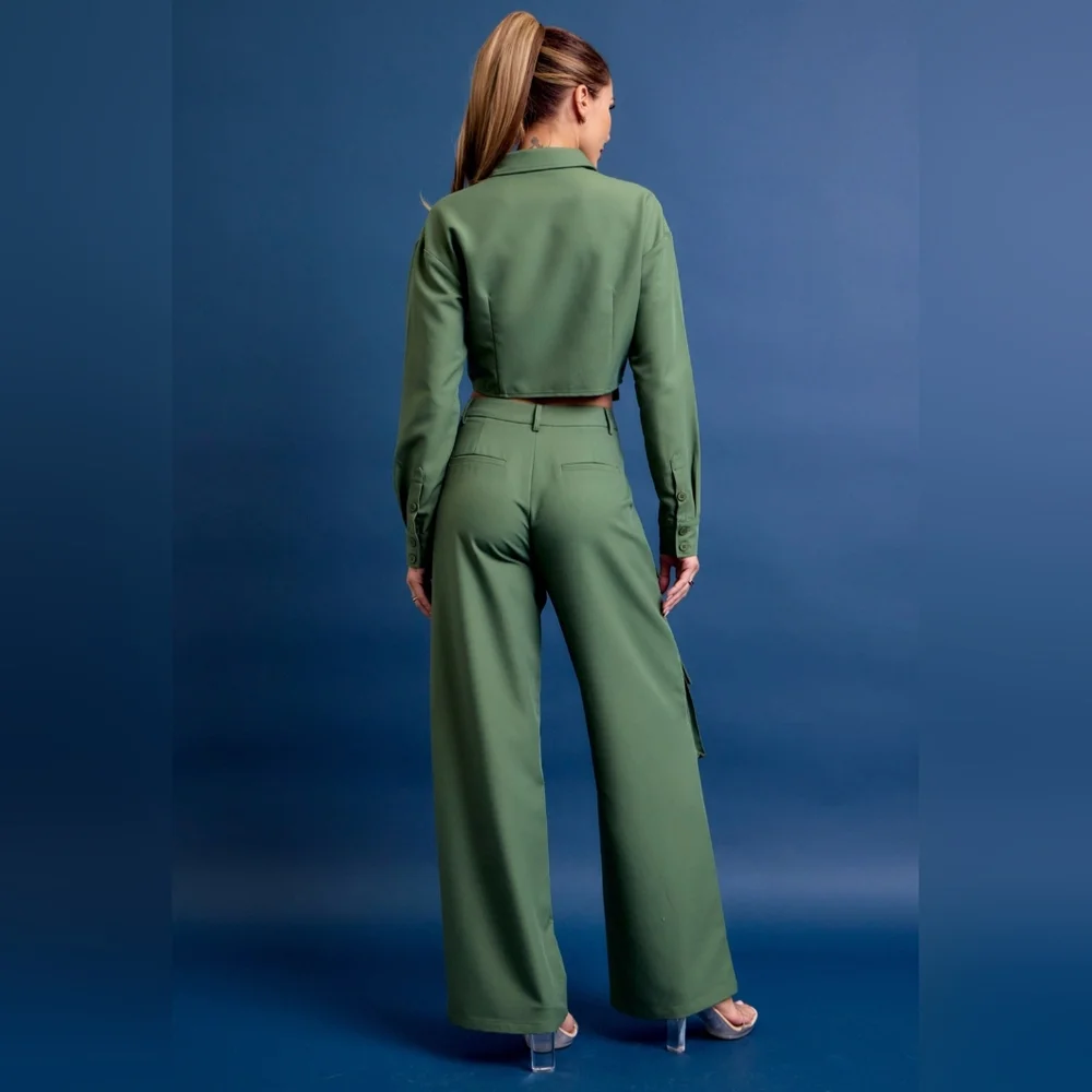 #495021 🛑S,L HIGH END Woven Cargo Jacket & Pants Set - Picture 8 of 16